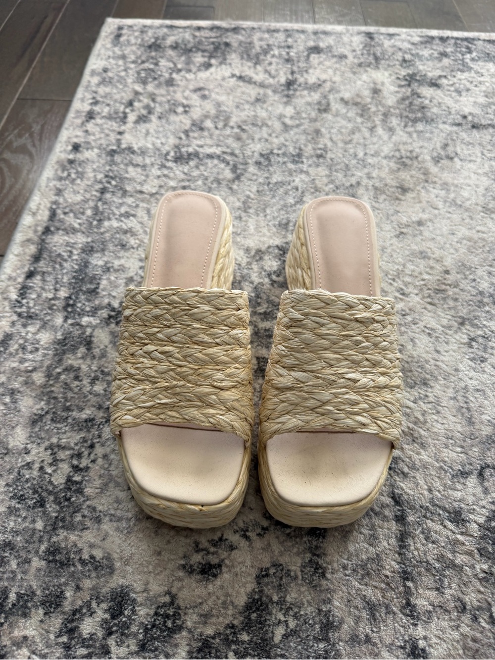 Woven Platform Slide Sandals - Natural